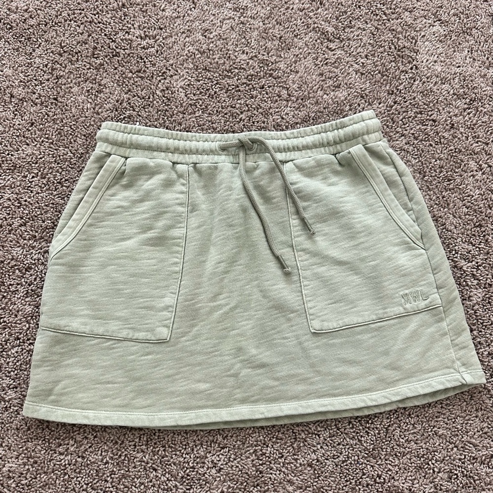 Madewell MWL Green Sweat Skirt Mini Athleisure Drawstring Pocket Size M